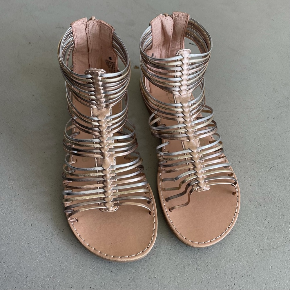 olive & edie silver and gold gladiator sandals